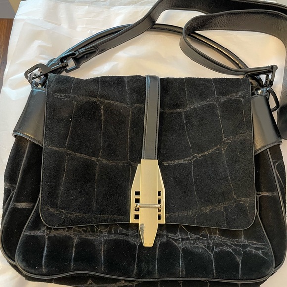 Theyskens Theory Embossed Suede Satchel Bag - Picture 2 of 3